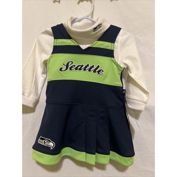 Infant Girl NFL Seattle Seahawk Cheerleader Dress/Turtleneck Bodysuit Sz 12M NWT - Picture 1 of 11